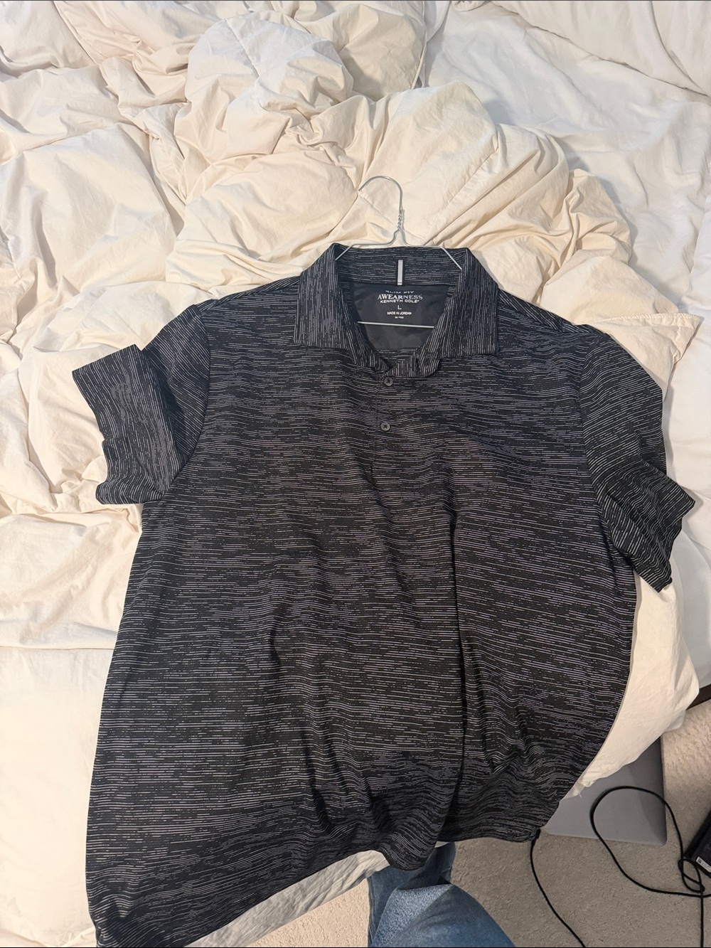 Kenneth Cole Men’s Charcoal Black Heather Polo